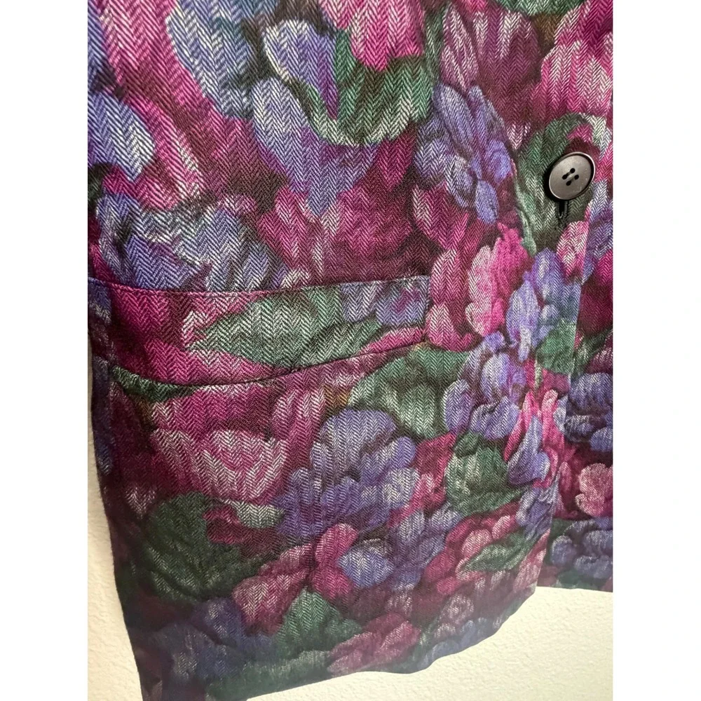 Christian Dior Separates Vintage Wool Floral Blazer‎ Purple Magenta Size 14 y2k
